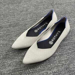 Rothys Ballet Flat Shoes Women 8 Light Gray Pointed Toe Slip On Career Washable